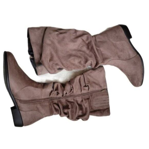 Comfortview dark taupe Shelly  Faux Suede Extra Wide Width Calf Boots NEW 8.5WW - Picture 4 of 9